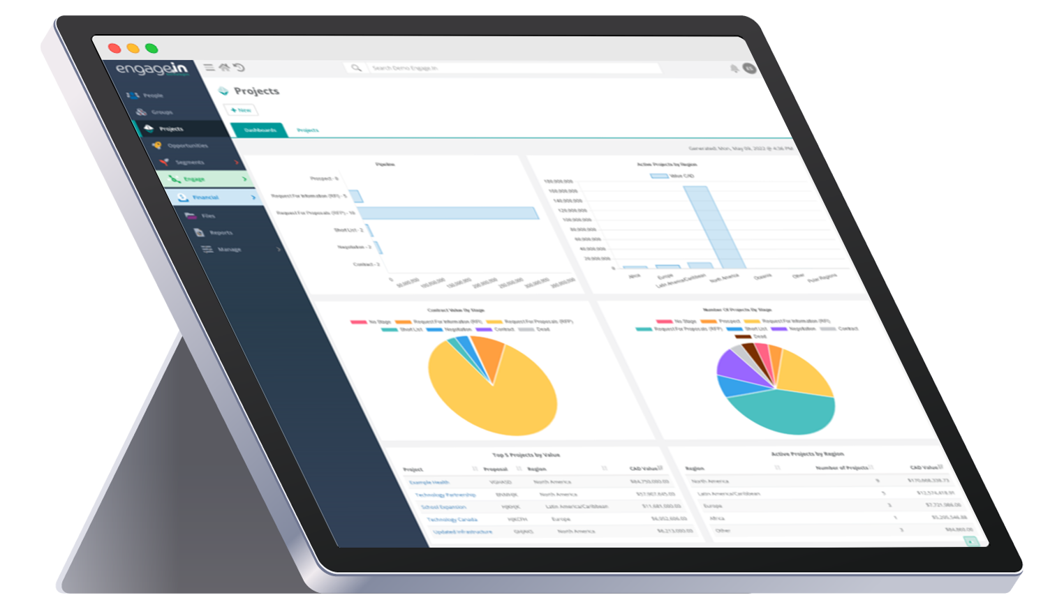 Analytics Graphs Screenshot in Engage.In